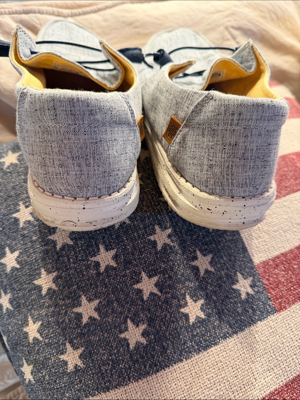 Sz 11 Hey Dude Wendy Slip-On Loafers in  with Black Laces and Yellow Lining. - Picture 2 of 7